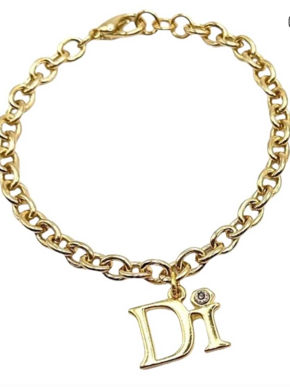 DIAMONDS INTERNATIONAL “Di" GOLD TONE LINK CHARM BRACELET & 2 CHARMS ( ALASKA)